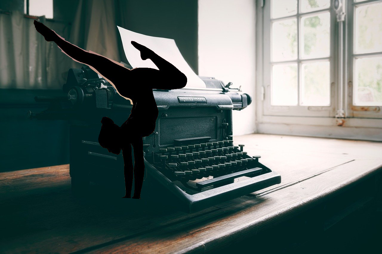 Typewriter with shadow woman