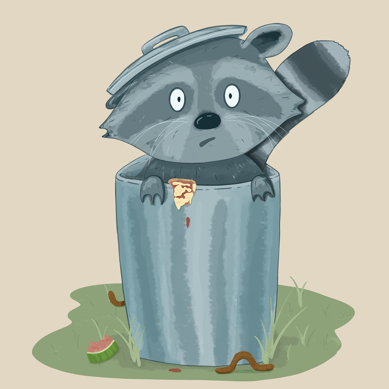 hello i am a raccoon i love trash!!!