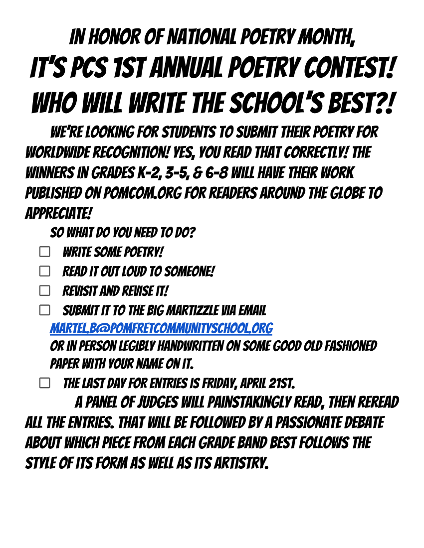 image of the 1st poetry contest flyer